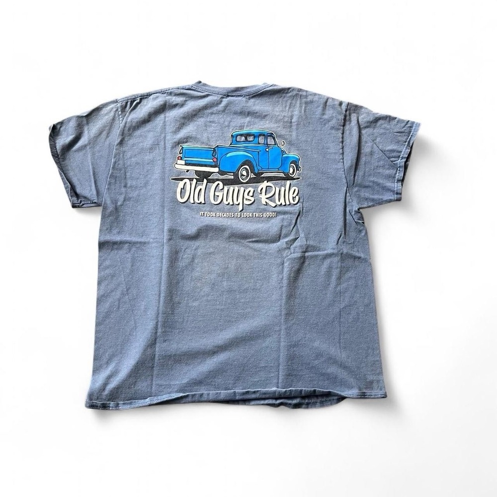 Old Guys Rule Men's Graphic T-Shirt Size XL Faded Blue Distressed Skate Surf